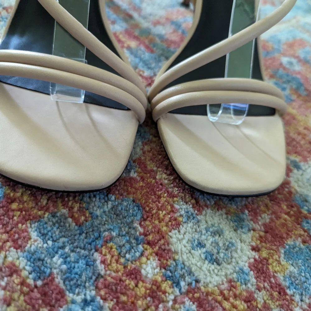 Rebecca Minkoff Women's 10 Nanine Rosewood Cream Leather Strappy Heels Sandals